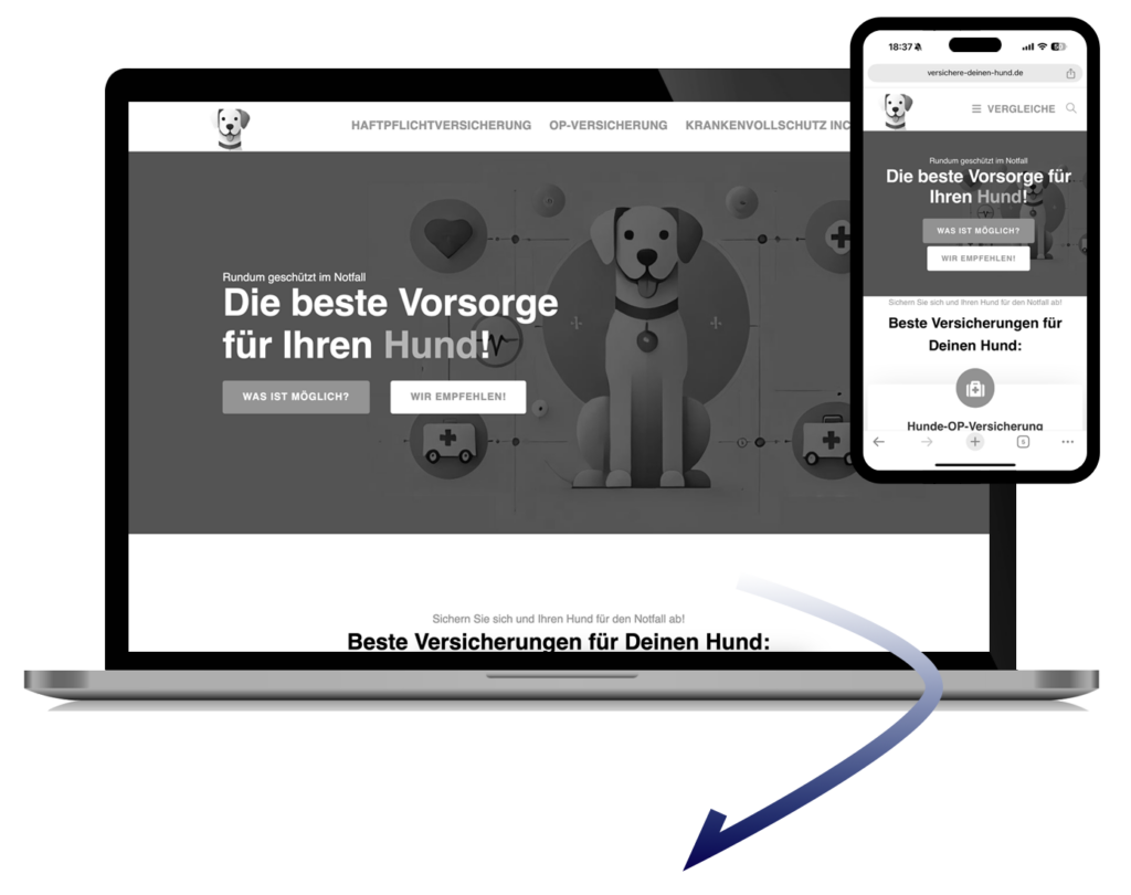 Screenshots Webseitenentwicklung am Beispiel versichere-deinen-hund.de